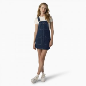 Dickies Regular Fit Denim Bib Overall Rochie Indigo Albastri | EJUZ2727