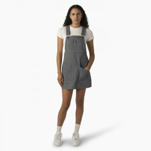 Dickies Regular Fit Hickory Stripe Bib Overall Rochie Stripes | NZJL3655