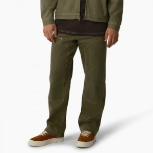 Dickies Relaxed Fit Contrast Stitch Double Knee Duck Pants Verzi | GAUQ8526