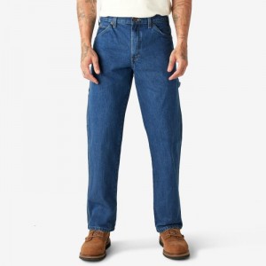 Dickies Relaxed Fit Heavyweight Carpenter Jeans Indigo Albastri | YWSW0609
