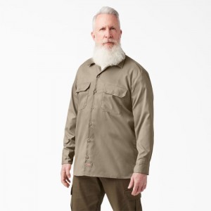 Dickies Relaxed Fit Long Sleeve Lucru Shirt Maro | HVAN6370