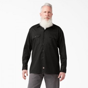 Dickies Relaxed Fit Long Sleeve Lucru Shirt Negrii | PJVK2944