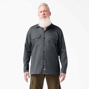 Dickies Relaxed Fit Long Sleeve Lucru Shirt Gri | XQET6982