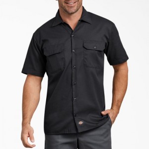 Dickies Relaxed Fit Scurte Sleeve Lucru Shirt Negrii | ZWDC7321