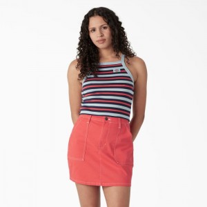 Dickies Rib Knit Cropped Tank Top Albastri | WLRH0952