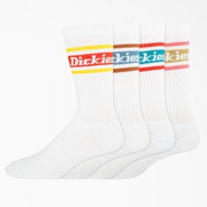 Dickies Rugby Stripe Socks, Size 6-12, 4-Pack Albi | FPYA3374