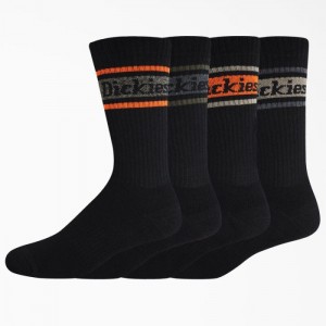 Dickies Rugby Stripe Socks, Size 6-12, 4-Pack Negrii | HFNO2769