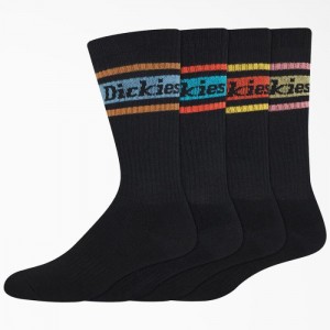 Dickies Rugby Stripe Socks, Size 6-12, 4-Pack Negrii | IFKK8697