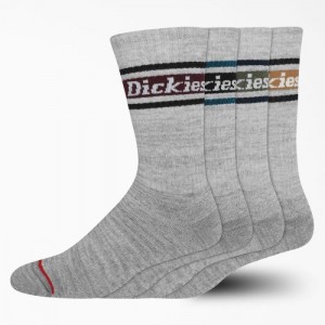 Dickies Rugby Stripe Socks, Size 6-12, 4-Pack Gri | CGUM7259