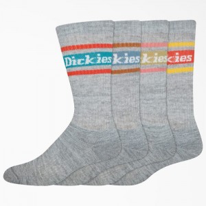 Dickies Rugby Stripe Socks, Size 6-12, 4-Pack Gri | YFZX5799
