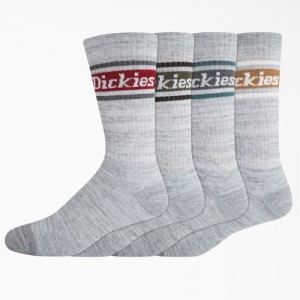 Dickies Rugby Stripe Socks, Size 6-12, 4-Pack Gri | YDPZ9962