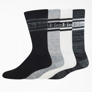 Dickies Rugby Stripe Socks, Size 6-12, 4-Pack Colorati Gri | LPOP3730
