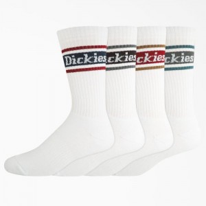 Dickies Rugby Stripe Socks, Size 6-12, 4-Pack Albi | GBGU8877