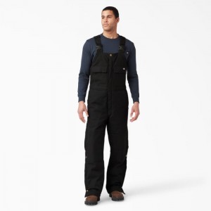 Dickies Sanded Duck Insulated Bib Overalls Negrii | XORS1712