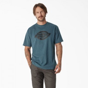 Dickies Scurte Sleeve Heavyweight Logo T-Shirt Albastri | AFHV8691