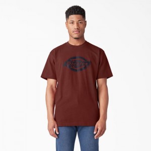 Dickies Scurte Sleeve Heavyweight Logo T-Shirt Rosii Inchis | YZDT0628
