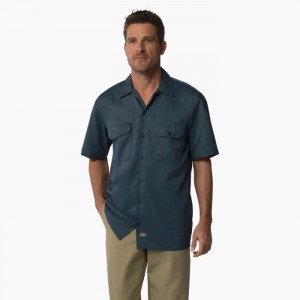 Dickies Scurte Sleeve Lucru Shirt Albastri | AYVT8044