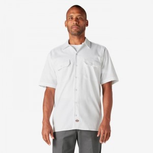 Dickies Scurte Sleeve Lucru Shirt Albi | VYDR8468