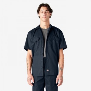 Dickies Scurte Sleeve Lucru Shirt Bleumarin | VFCR4087