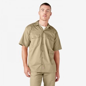 Dickies Scurte Sleeve Lucru Shirt Kaki | VXRI5745