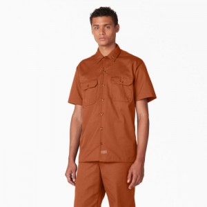 Dickies Scurte Sleeve Lucru Shirt Maro | AQJH7264
