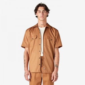 Dickies Scurte Sleeve Lucru Shirt Maro | MRCW3922