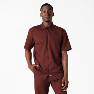 Dickies Scurte Sleeve Lucru Shirt Rosii Inchis | EPUD7523