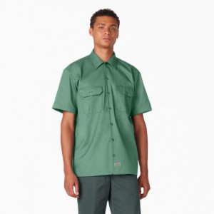 Dickies Scurte Sleeve Lucru Shirt Verzi Inchis | KUKK2101