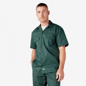 Dickies Scurte Sleeve Lucru Shirt Verzi | WDSS4587