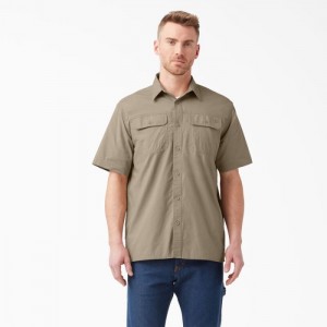 Dickies Scurte Sleeve Ripstop Lucru Shirt Maro | RBFF2386