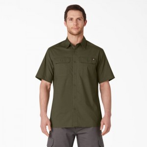 Dickies Scurte Sleeve Ripstop Lucru Shirt Verzi | BQUB9404
