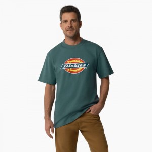 Dickies Scurte Sleeve Tri-Color Logo Grafice T-Shirt Verzi | SYJO4065