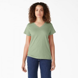 Dickies Scurte Sleeve V-Neck T-Shirt Verzi | RXBY8920