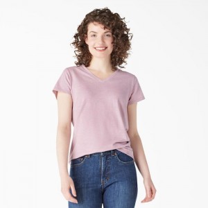 Dickies Scurte Sleeve V-Neck T-Shirt Violet | EFQY6603