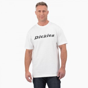 Dickies Scurte Sleeve Wordmark Grafice T-Shirt Albi | XGHK3013