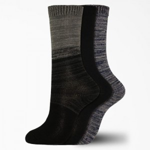 Dickies Soft Marl Crew Socks, Size 6-9, 3-Pack Gri Negrii | QHSC1767