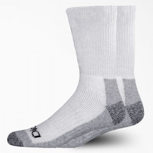 Dickies Steel Bombeu Crew Socks, Size 6-12, 2-Pack Albi | MPWN0279