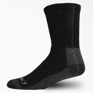 Dickies Steel Bombeu Crew Socks, Size 6-12, 2-Pack Negrii | CVUL2814