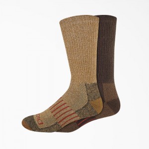 Dickies Steel Bombeu Moisture Control Crew Socks, Size 6-12, 2-Pack Maro | QTIS9578