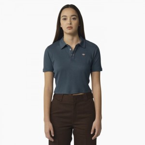 Dickies Tallasee Scurte Sleeve Cropped Polo Albastri | ZUJE9837