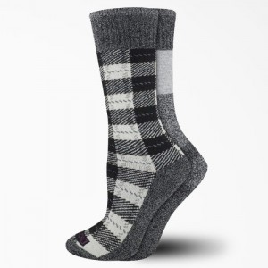 Dickies Thermal Plaid Crew Socks, Size 6-9, 2-Pack Albi | OGWF2970