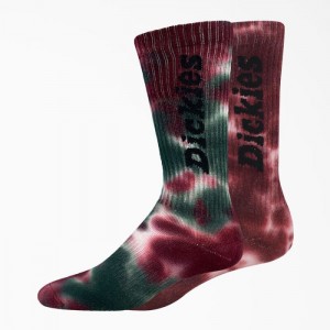 Dickies Tie-Dye Crew Socks, Size 6-12, 2-Pack Visinii | MEGK7314