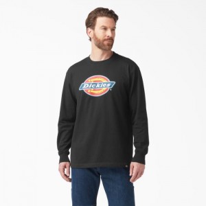Dickies Tri-Color Logo Grafice Long Sleeve T-Shirt Negrii | GKDD2428