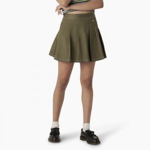Dickies Twill Plisat Skirt Verzi | XOKE5945