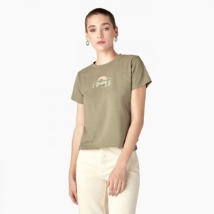 Dickies Twill Ranch Grafice T-Shirt Albastru Regal Verzi | XPPE4296