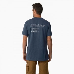 Dickies United By Lucru Grafice Pocket T-Shirt Albastri | NTBX6813