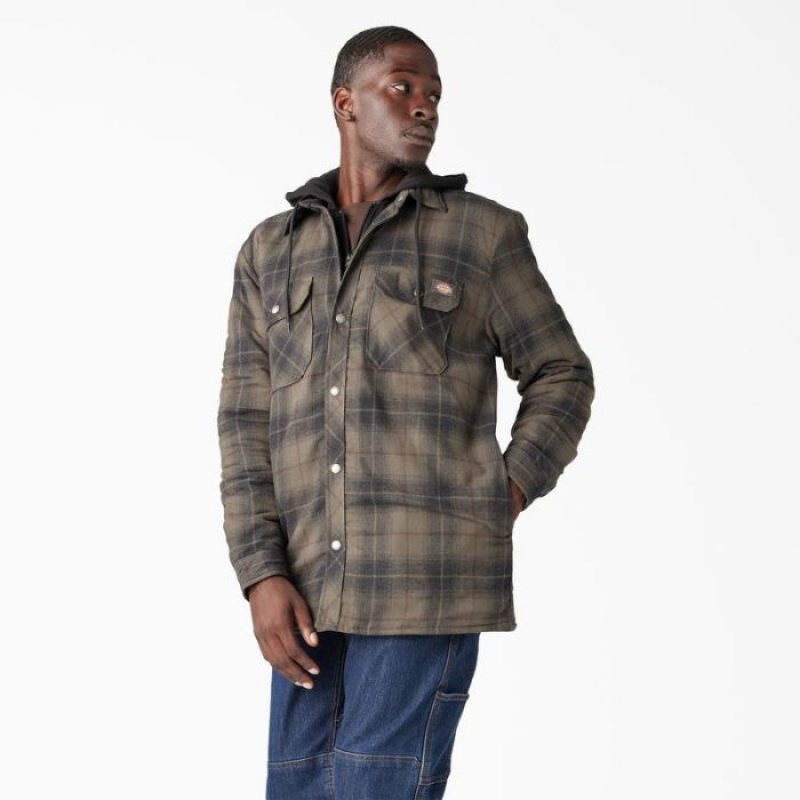 Dickies Apa Repellent Flannel Cu Glugă Shirt Jacket Ciocolata | NXTT0610