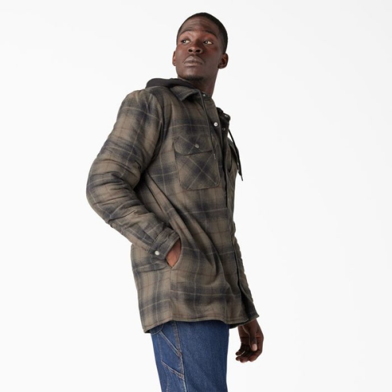 Dickies Apa Repellent Flannel Cu Glugă Shirt Jacket Ciocolata | NXTT0610