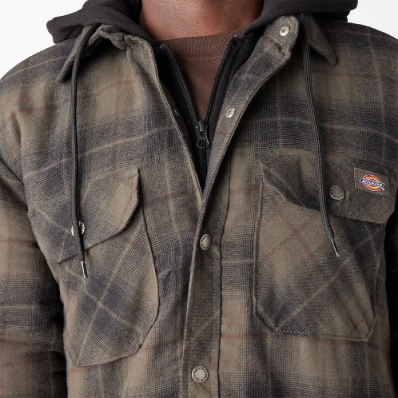 Dickies Apa Repellent Flannel Cu Glugă Shirt Jacket Ciocolata | NXTT0610