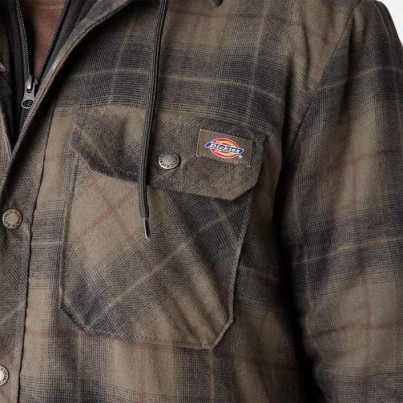 Dickies Apa Repellent Flannel Cu Glugă Shirt Jacket Ciocolata | NXTT0610